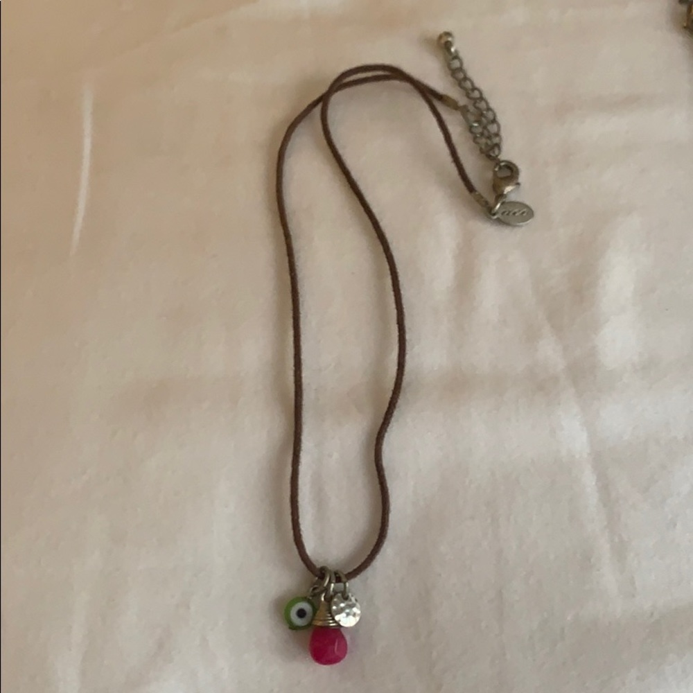 Brown rope charm necklace